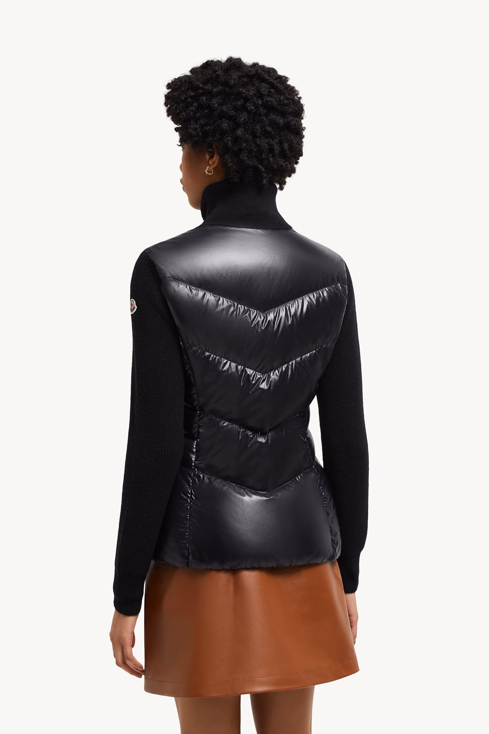 Sudadera de lana con cremallera y acolchado diagonal Mujer Negro Moncler 5